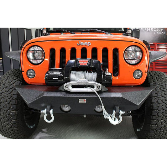 FISHBONE OFFROAD | 07-17 Jk Front Stubby Bumper W/Winch Mount Oe Fog Lights Black Powder Coated | FB22045