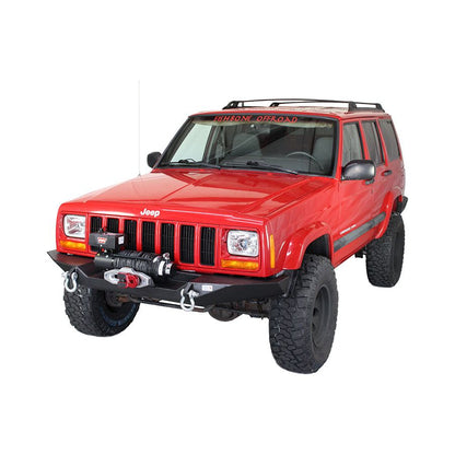 FISHBONE OFFROAD | 84-01 Cherokee Bullhead Front Winch Bumper Recessed Winch Mount Steel Black Powder Coat | FB22059