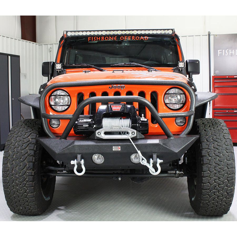 FISHBONE OFFROAD | Jeep Jk Front Winch Bumper W/Grille Guard 07-18 Wrangler Jk Manowar Series Fishbone Offroad | FB22062
