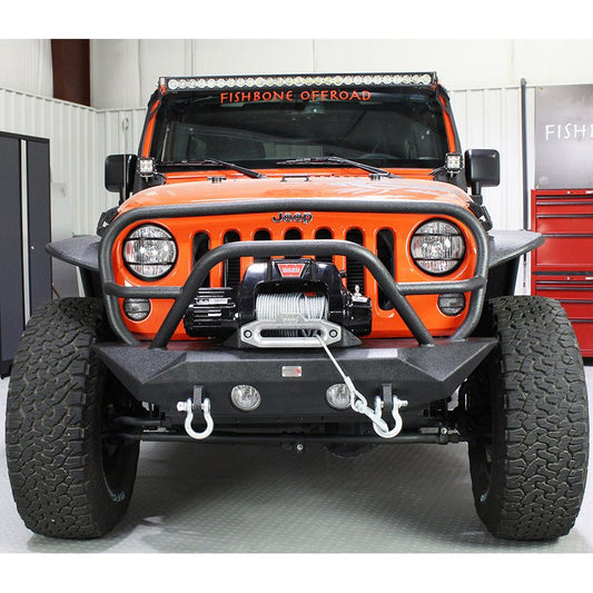 FISHBONE OFFROAD | Jeep Jk Front Winch Bumper W/Grille Guard 07-18 Wrangler Jk Manowar Series Fishbone Offroad | FB22062