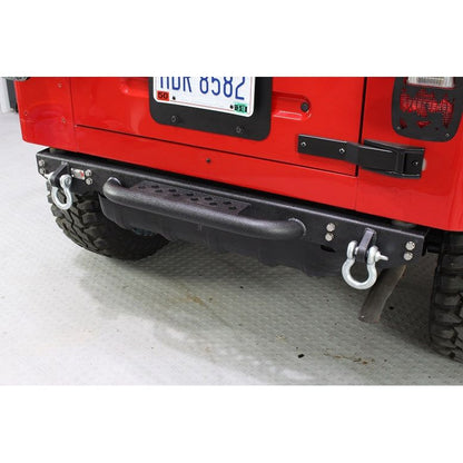 FISHBONE OFFROAD | 87-06 Wrangler Piranha Rear Bumper With Step And D-Rings Black Textured 2-Stage Powder Coat Steel | FB22072