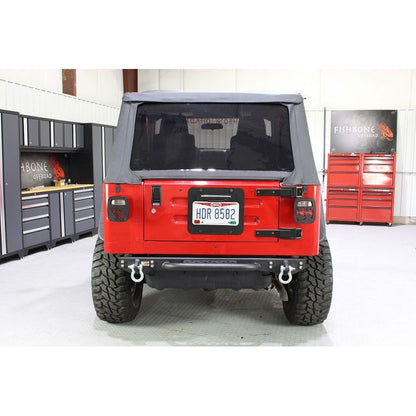 FISHBONE OFFROAD | 87-06 Wrangler Piranha Rear Bumper With Step And D-Rings Black Textured 2-Stage Powder Coat Steel | FB22072