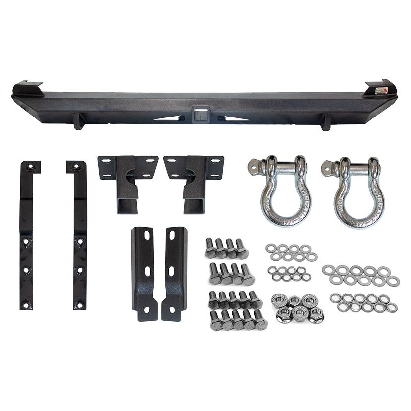 FISHBONE OFFROAD | 87-01 Cherokee Bullhead Rear Bumper With 2In Receiver And D-Rings Black Textured Powder Coat Steel | FB22079