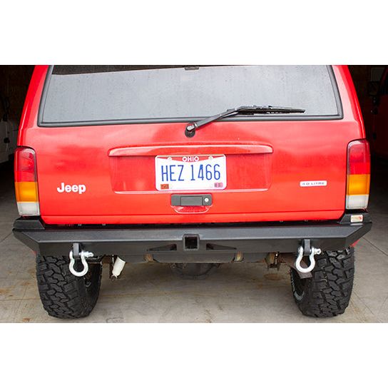 FISHBONE OFFROAD | 87-01 Cherokee Bullhead Rear Bumper With 2In Receiver And D-Rings Black Textured Powder Coat Steel | FB22079