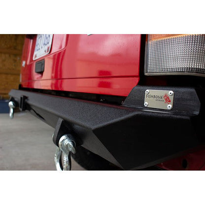 FISHBONE OFFROAD | 87-01 Cherokee Bullhead Rear Bumper With 2In Receiver And D-Rings Black Textured Powder Coat Steel | FB22079
