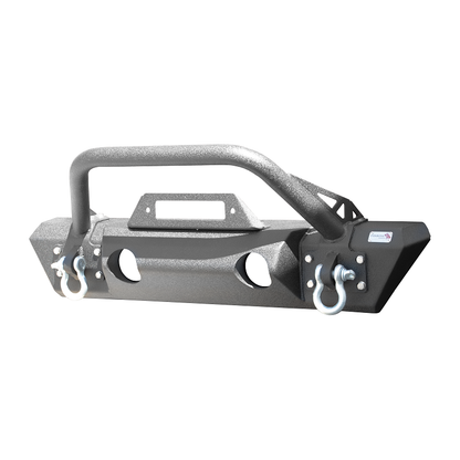 FISHBONE OFFROAD | 18-C Wrangler/20-C Gladiator Front Stubby Wicnch Bumper Black Textured Powder Coat Steel | FB22178