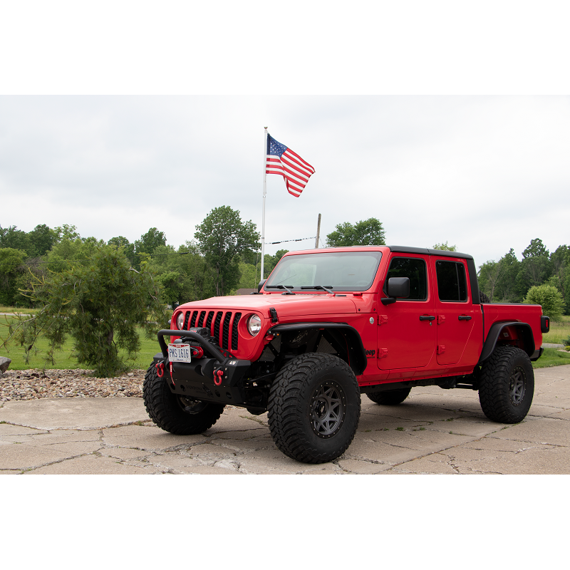 FISHBONE OFFROAD | 18-C Wrangler/20-C Gladiator Front Stubby Wicnch Bumper Black Textured Powder Coat Steel | FB22178