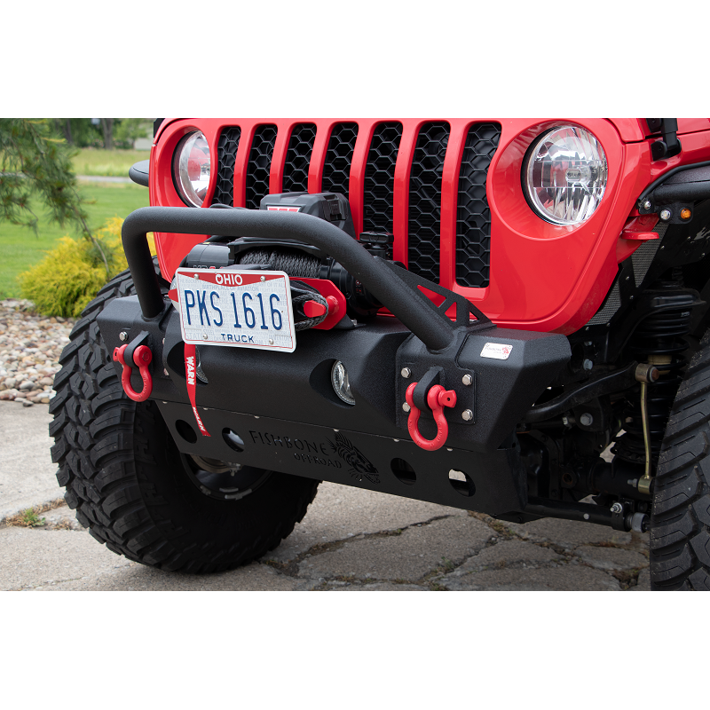 FISHBONE OFFROAD | 18-C Wrangler/20-C Gladiator Front Stubby Wicnch Bumper Black Textured Powder Coat Steel | FB22178