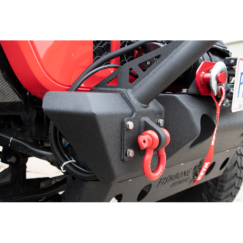 FISHBONE OFFROAD | 18-C Wrangler/20-C Gladiator Front Stubby Wicnch Bumper Black Textured Powder Coat Steel | FB22178