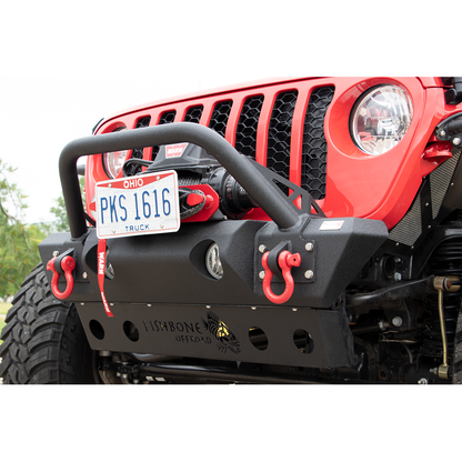 FISHBONE OFFROAD | 18-C Wrangler/20-C Gladiator Front Stubby Wicnch Bumper Black Textured Powder Coat Steel | FB22178