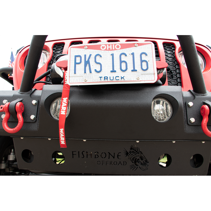 FISHBONE OFFROAD | 18-C Wrangler/20-C Gladiator Front Stubby Wicnch Bumper Black Textured Powder Coat Steel | FB22178
