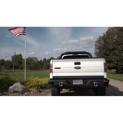 FISHBONE OFFROAD | 09-14 F150 Bolt On Rear Step Bumper 2-Stage Black Powder Coated Plate Steel | FB22356
