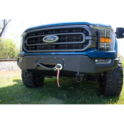 FISHBONE OFFROAD | 21-C F150 Winch Plate For Pelican Front Bumper Black Textured 2-Stage Powder Coat 3/16In Steel | FB22393