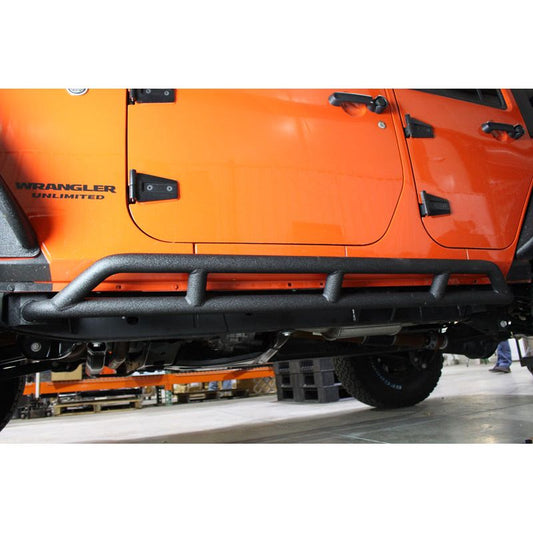 FISHBONE OFFROAD | 07-18 Wrangler Unlimited Tubular Rocker Gards Black 2-Stage Textured Powder Coat Steel | FB23009