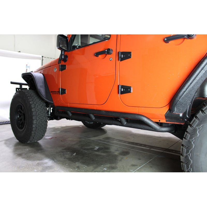 FISHBONE OFFROAD | 07-18 Wrangler Unlimited Tubular Rocker Gards Black 2-Stage Textured Powder Coat Steel | FB23009