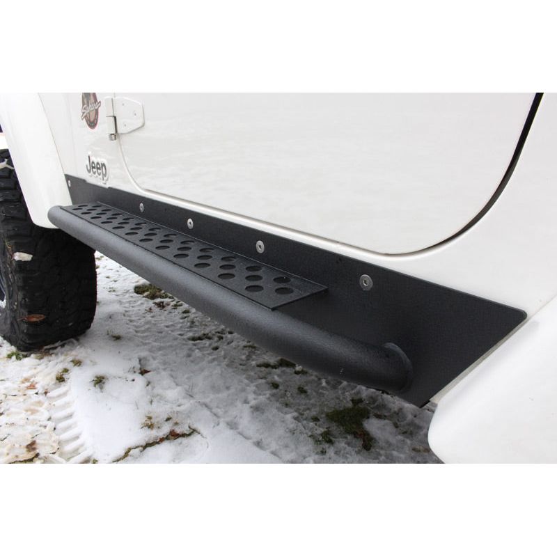 FISHBONE OFFROAD | 97-06 Wrangler Rock Slider With Tube Step Black Textured Powder Coat 3/16In Steel | FB23028