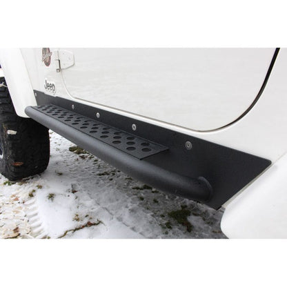 FISHBONE OFFROAD | 97-06 Wrangler Rock Slider With Tube Step Black Textured Powder Coat 3/16In Steel | FB23028