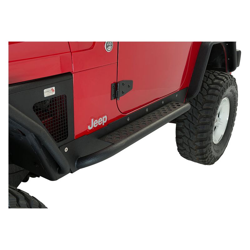 FISHBONE OFFROAD | 97-06 Wrangler Rock Slider With Tube Step Black Textured Powder Coat 3/16In Steel | FB23028