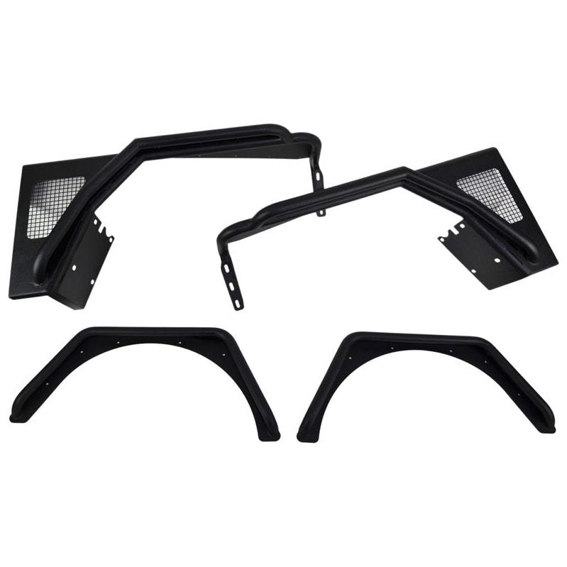 FISHBONE OFFROAD | 97-06 Wrangler Steel Fender With Tube Step Black Textured Powder Coat 3/16In Steel | FB23029