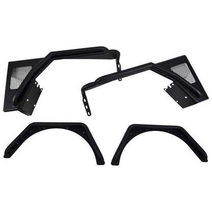 FISHBONE OFFROAD | 97-06 Wrangler Steel Fender With Tube Step Black Textured Powder Coat 3/16In Steel | FB23029