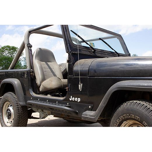 FISHBONE OFFROAD | 87-95 Wrangler Rock Slider With Tube Step Black Textured Powder Coat 3/16In Steel | FB23115