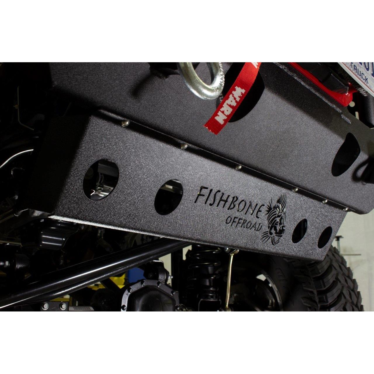 FISHBONE OFFROAD | 18-C Wrangler/20-C Gladiator Mako Front Bumper Skid Plate Black Powder Coated Steel | FB23176