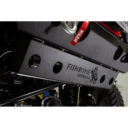 FISHBONE OFFROAD | 18-C Wrangler/20-C Gladiator Mako Front Bumper Skid Plate Black Powder Coated Steel | FB23176