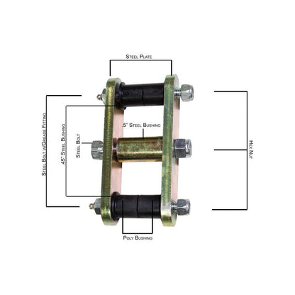 FISHBONE OFFROAD | 59-75 Cj5 Front/Rear Greaseable Shackles Zinc Plated 3/8 In Thick Steel Set Of 2 | FB27222