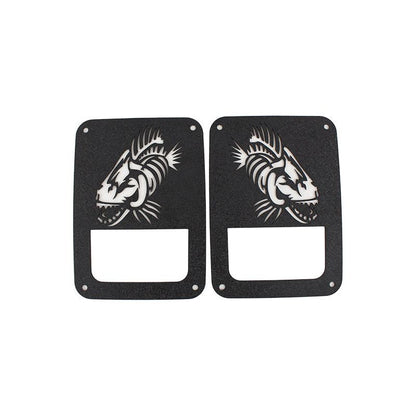 FISHBONE OFFROAD | 07-17 Jk Tail Light Covers Logo Aluminum Black Textured | FB31043