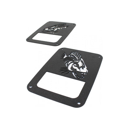 FISHBONE OFFROAD | 07-17 Jk Tail Light Covers Logo Aluminum Black Textured | FB31043