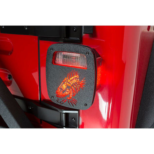 FISHBONE OFFROAD | 97-06 Tj Tail Light Covers Logo Aluminum Black Textured | FB31044