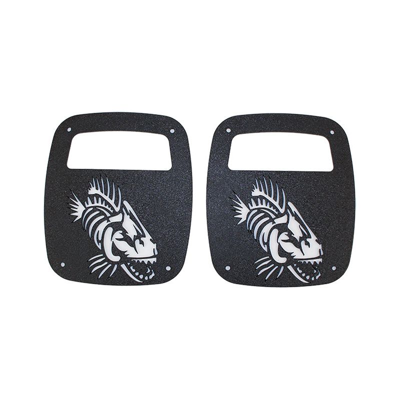 FISHBONE OFFROAD | 97-06 Tj Tail Light Covers Logo Aluminum Black Textured | FB31044