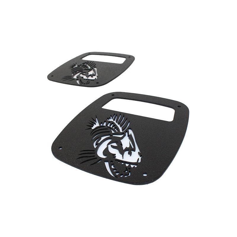 FISHBONE OFFROAD | 97-06 Tj Tail Light Covers Logo Aluminum Black Textured | FB31044