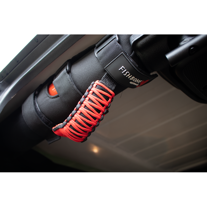FISHBONE OFFROAD | Red Paracord Grab Handles With Three Straps (Pair) | FB55280
