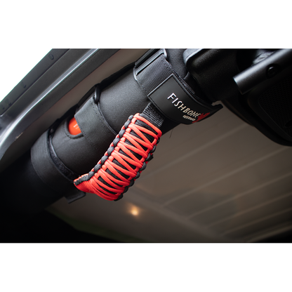 FISHBONE OFFROAD | Red Paracord Grab Handles With Three Straps (Pair) | FB55280