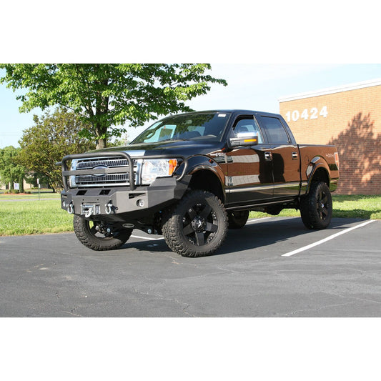 Fab Fours Premium Heavy Duty Winch Front Bumper 2 Stage Black Powder Coated w/Full Grill Guard Incl. 1 in. D-Ring Mounts/Light Cut-Outs w/Hella 90mm Fog Lamps And 60mm Turn Signals l FF09-H1950-1