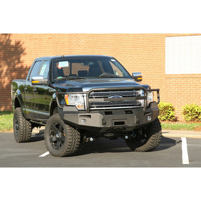 Fab Fours Premium Heavy Duty Winch Front Bumper 2 Stage Black Powder Coated w/Full Grill Guard Incl. 1 in. D-Ring Mounts/Light Cut-Outs w/Hella 90mm Fog Lamps And 60mm Turn Signals l FF09-H1950-1