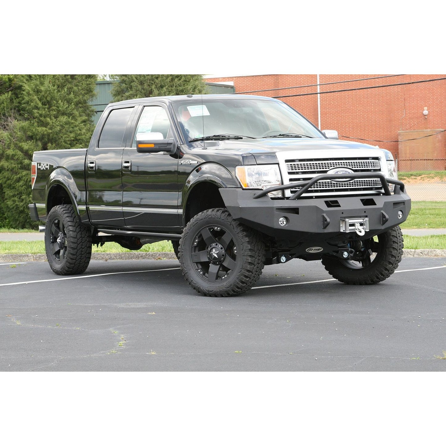 Fab Fours Premium Heavy Duty Winch Front Bumper 2 Stage Black Powder Coated w/Pre-Runner Grill Guard Incl. 1in. D-Ring Mts./Light Cut-Outs w/Hella 90mm Fog Lamps/60mm Turn Signals l FF09-H1952-1