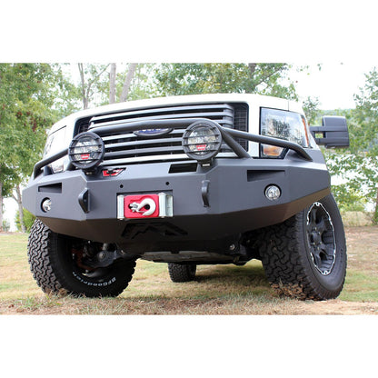 Fab Fours Premium Heavy Duty Winch Front Bumper 2 Stage Black Powder Coated w/Pre-Runner Grill Guard Incl. 1in. D-Ring Mts./Light Cut-Outs w/Hella 90mm Fog Lamps/60mm Turn Signals l FF09-H1952-1