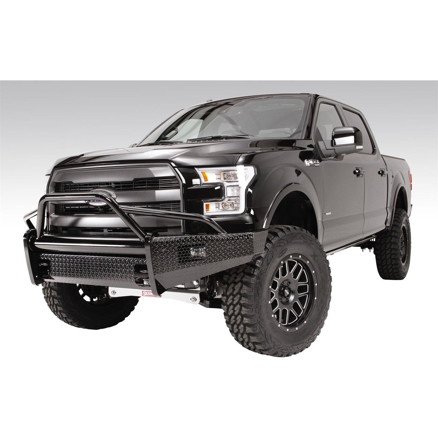 Fab Fours Black Steel Front Ranch Bumper 2 Stage Black Powder Coated w/Pre-Runner Grill Guard Incl. Light Cut-Outs l FF09-K1962-1