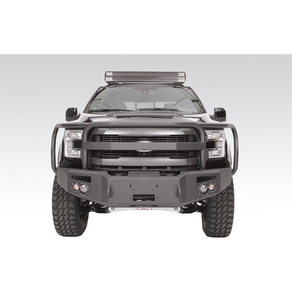 Fab Fours Premium Heavy Duty Winch Front Bumper 2 Stage Black Powder Coated w/Full Grill Guard Incl. 1 in. D-Ring Mounts/Light Cut-Outs w/Hella 90mm Fog Lamps And 60mm Turn Signals l FF15-H3250-1