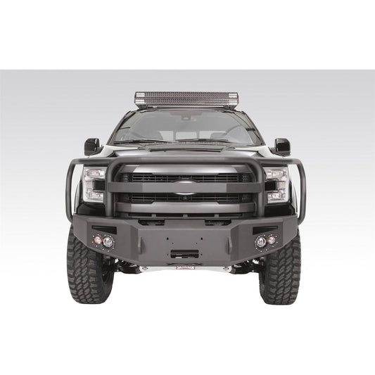 Fab Fours Premium Heavy Duty Winch Front Bumper 2 Stage Black Powder Coated w/Full Grill Guard Incl. 1 in. D-Ring Mounts/Light Cut-Outs w/Hella 90mm Fog Lamps And 60mm Turn Signals l FF15-H3250-1