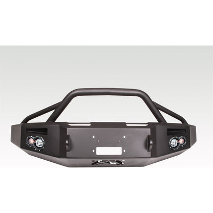 Fab Fours Premium Heavy Duty Winch Front Bumper 2 Stage Black Powder Coated w/Pre-Runner Grill Guard Incl. 1 in. D-Ring Mounts/Light Cut-Outs w/Hella 90mm Fog Lamps/60mm Turn Signals l FF15-H3252-1