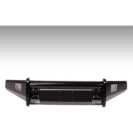 Fab Fours Black Steel Front Ranch Bumper 2 Stage Black Powder Coated w/o Full Grill Guard Incl. Light Cut-Outs And Tow Hooks l FF15-K3251-1