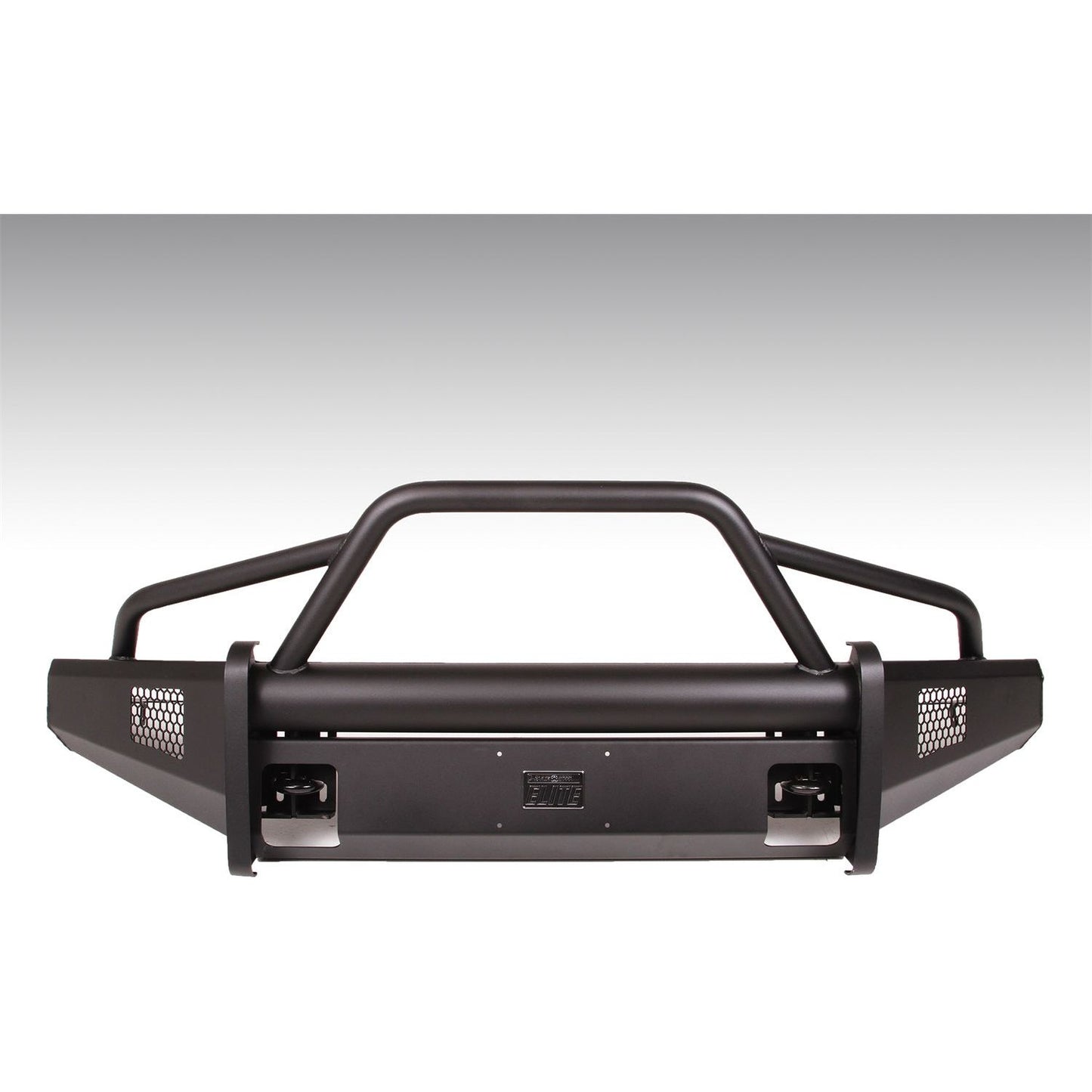 Fab Fours Elite Front Bumper 2 Stage Black Powder Coated w/Pre-Runner Grill Guard Incl. Light Cut-Outs And Tow Hooks l FF15-R3252-1