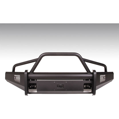 Fab Fours Elite Front Bumper 2 Stage Black Powder Coated w/Pre-Runner Grill Guard Incl. Light Cut-Outs And Tow Hooks l FF15-R3252-1