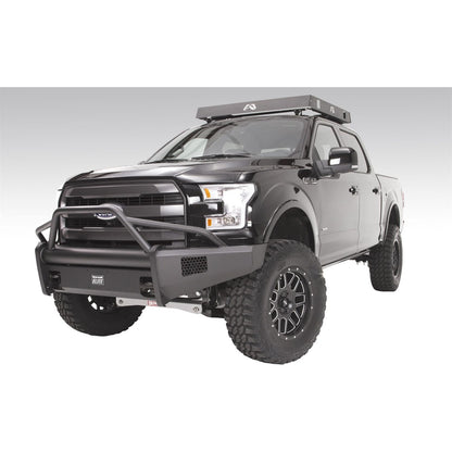 Fab Fours Elite Front Bumper 2 Stage Black Powder Coated w/Pre-Runner Grill Guard Incl. Light Cut-Outs And Tow Hooks l FF15-R3252-1