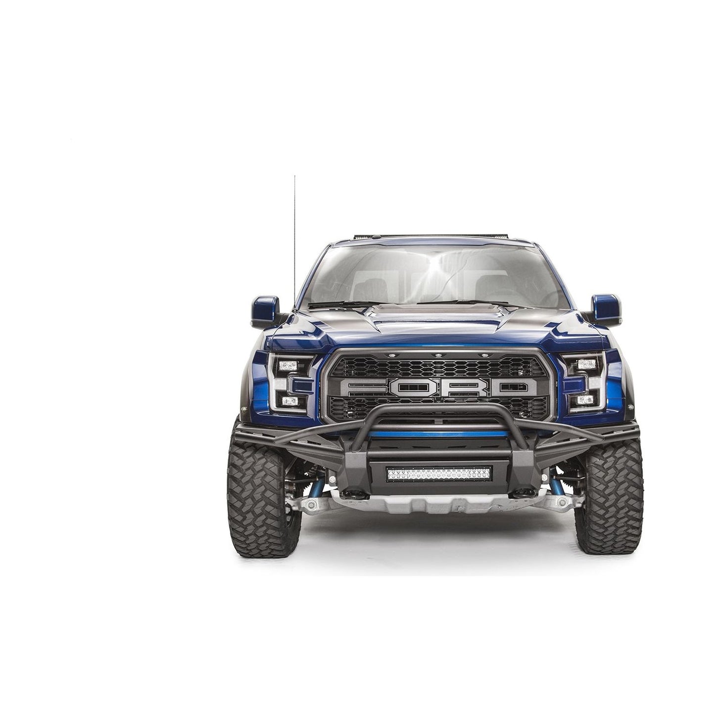 Fab Fours Aero Front Bumper 2 Stage Black Powder Coated w/Pre-Runner Guard l FF17-D4372-1
