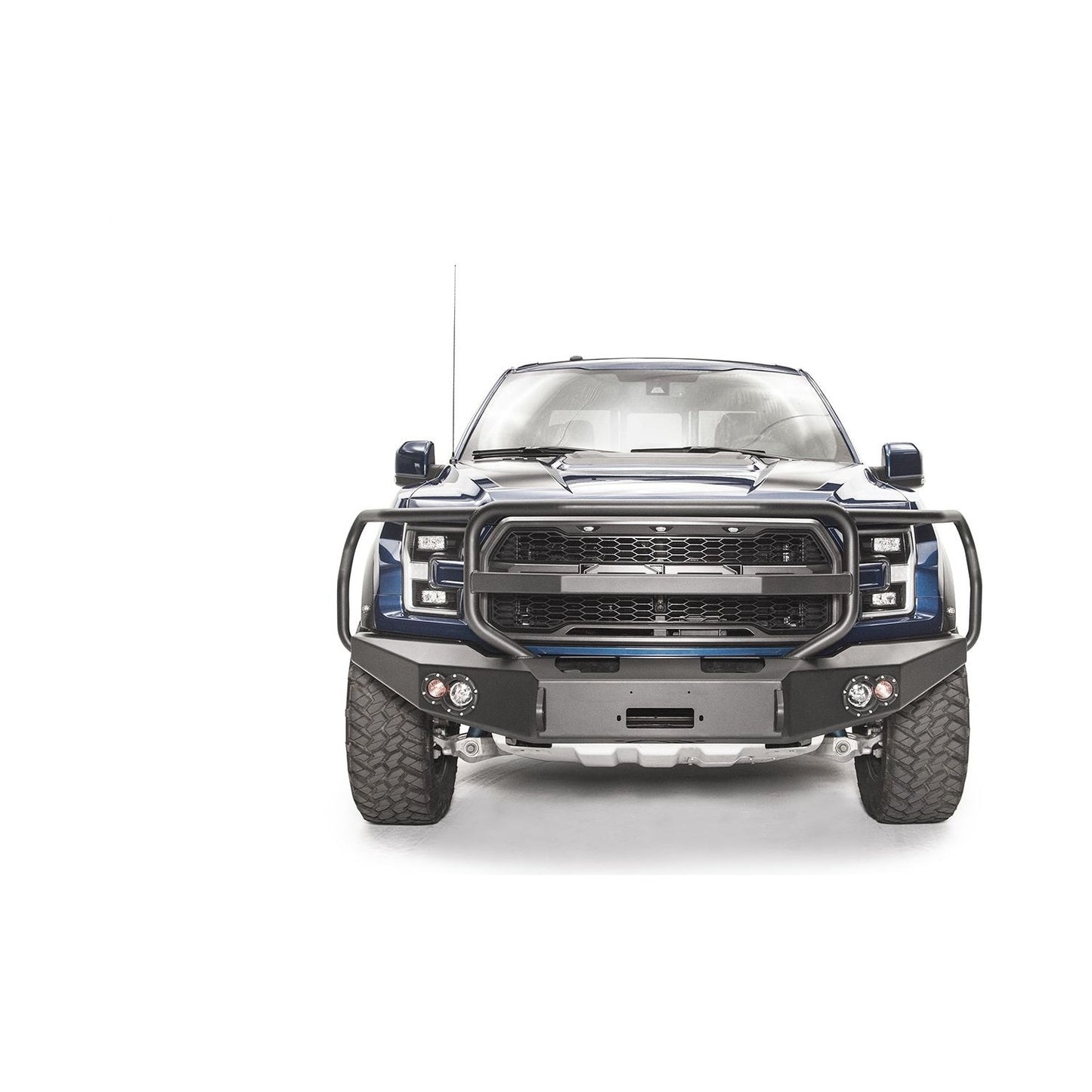 Fab Fours Premium Winch Front Bumper 2 Stage Black Powder Coated w/Full Grill Guard l FF17-H4350-1