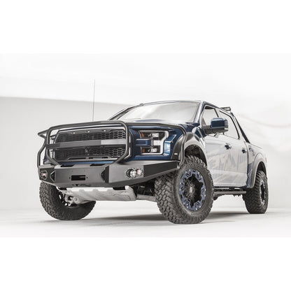 Fab Fours Premium Winch Front Bumper 2 Stage Black Powder Coated w/Full Grill Guard l FF17-H4350-1